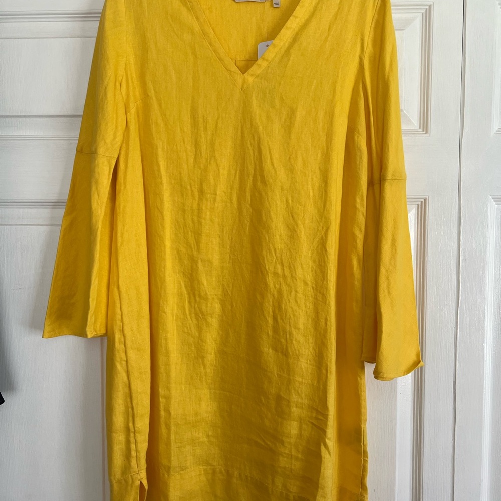 Soft Surroundings Milano Linen Yellow Dress
